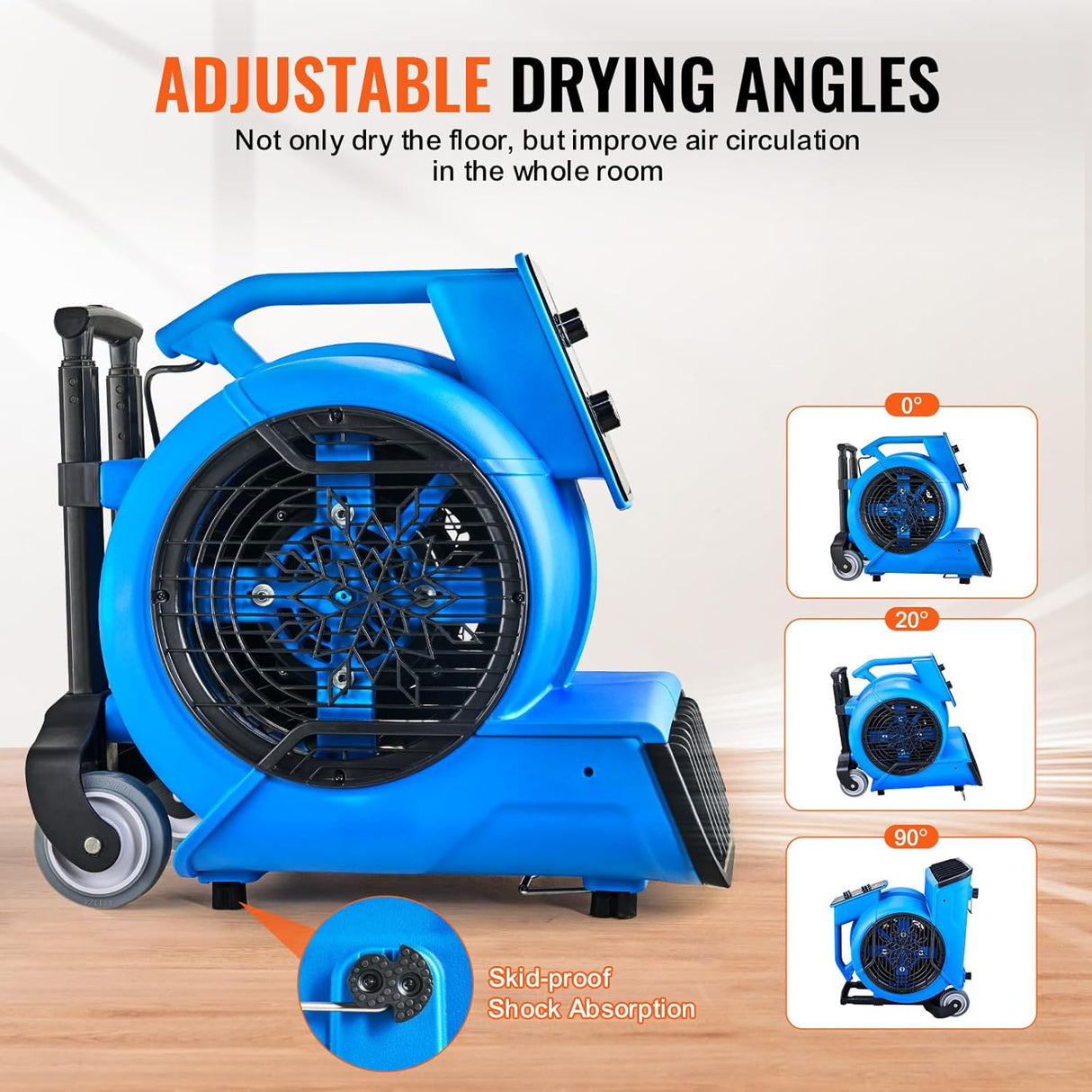 VEVOR Soplador de Piso 4000 CFM, 3 Velocidades, Portátil