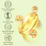 Suplemento 2 en 1 D3 K2, 10000 IU D3, 200 mcg K2 MK7