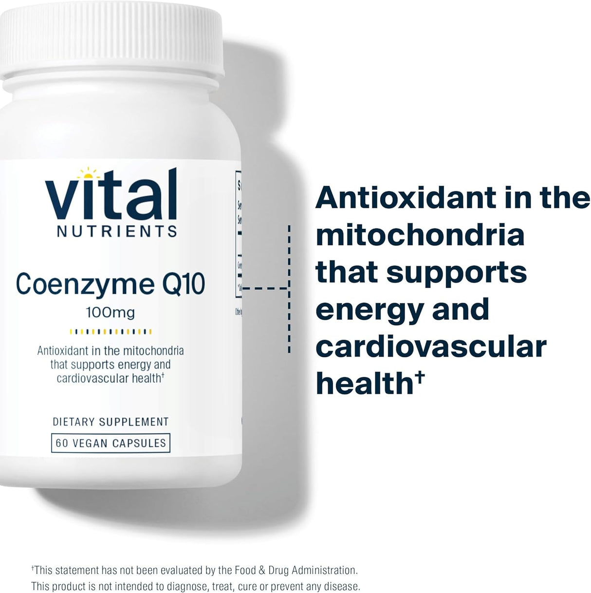 CoQ10 Vital Nutrients 100mg Vegano Antioxidante 60 caps