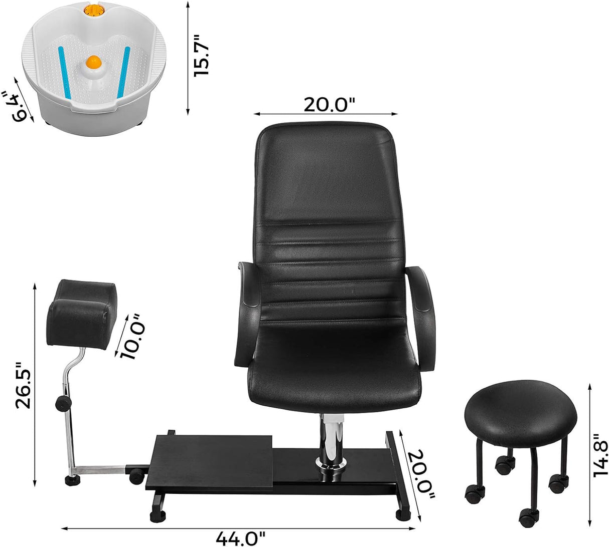 Happybuy Unidad de pedicura de spa ajustable de limpiar negro
