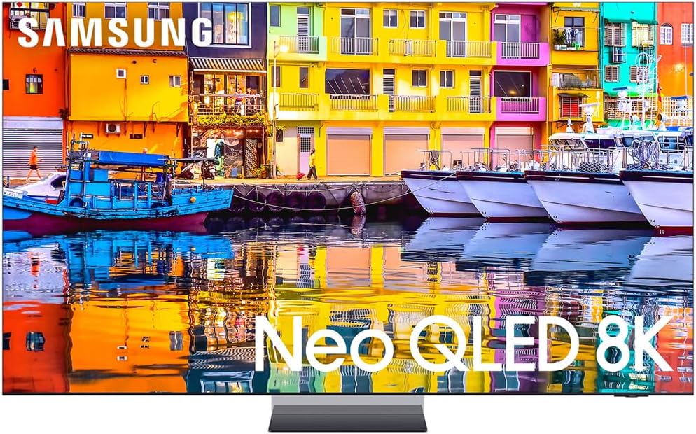 Televisor Neo QLED 8K 65 Samsung QN900D con cables y protección