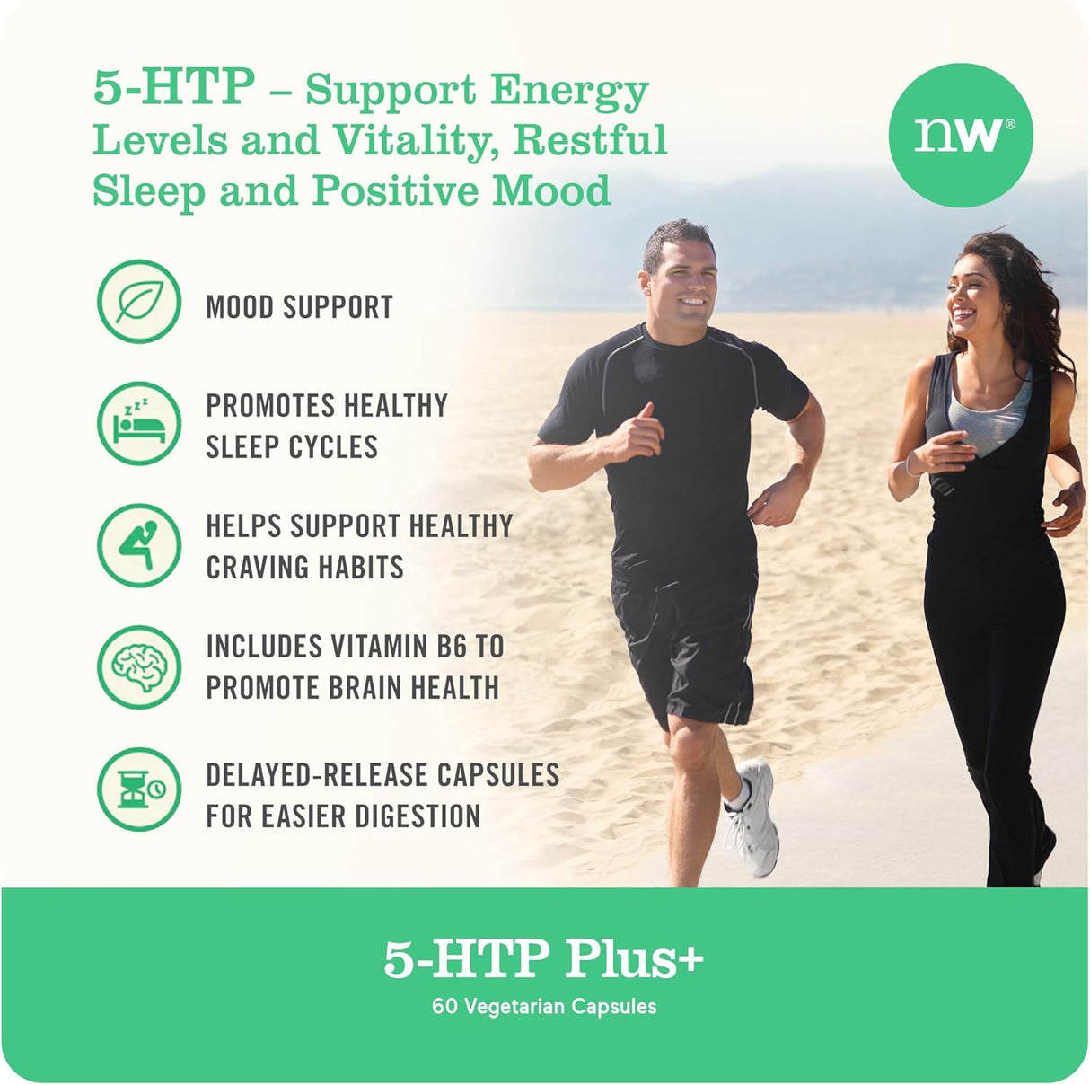 Suplemento 5-HTP 200mg NatureWise, Vegan, B6, 30 Cápsulas