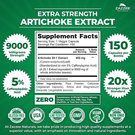 Suplemento Extracto de alcachofa extra fuerte   150 cápsulas
