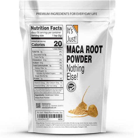 MacaRootPowder - It's Just! - Superfood, Gelatinized, 10oz