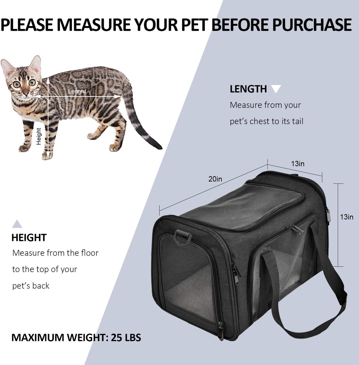 Transportadora Henkelion para gatos y cachorros hasta 25 lbs