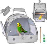 Jaula de viaje para pájaros con soporte transportador gris