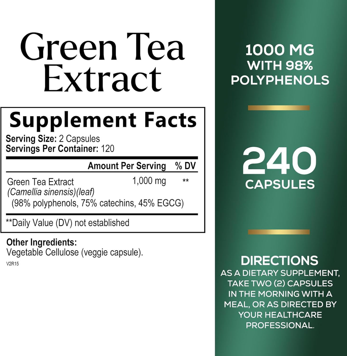 Suplemento Píldoras de extracto de té verde de 1000 mg EGCG