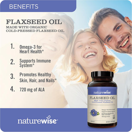 Suplemento de Aceite de Linaza, NatureWise, Orgánico, 1200 mg