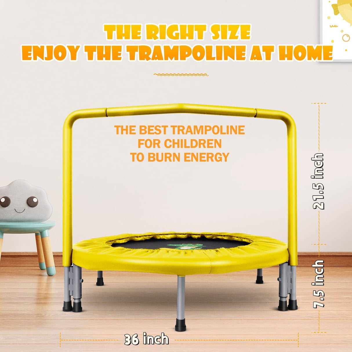 Trampolín Infantil BCAN 36'' Plegable con Manija para Niños