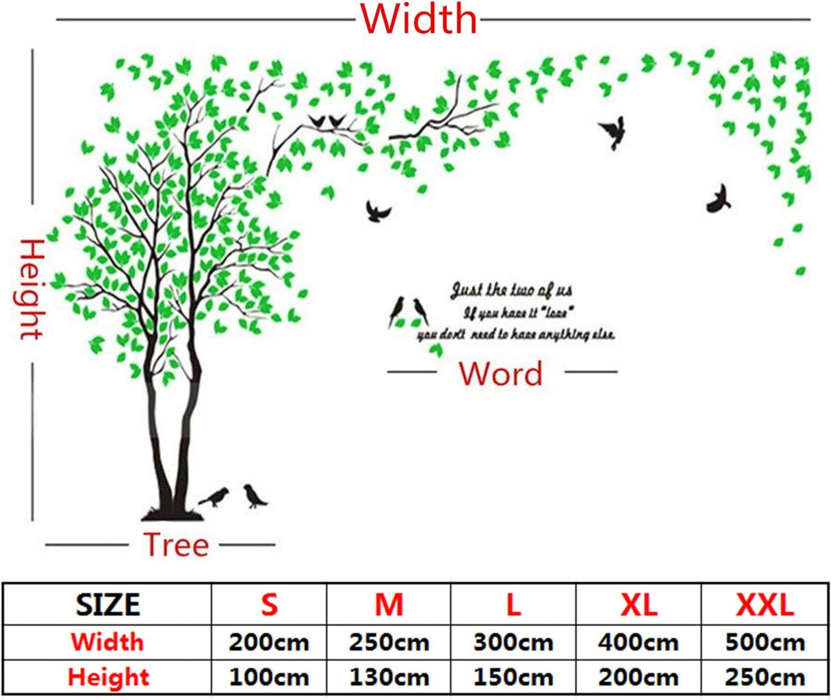 Vinilos 3D de Árbol y Aves - Decoración para Pared M-98X51in