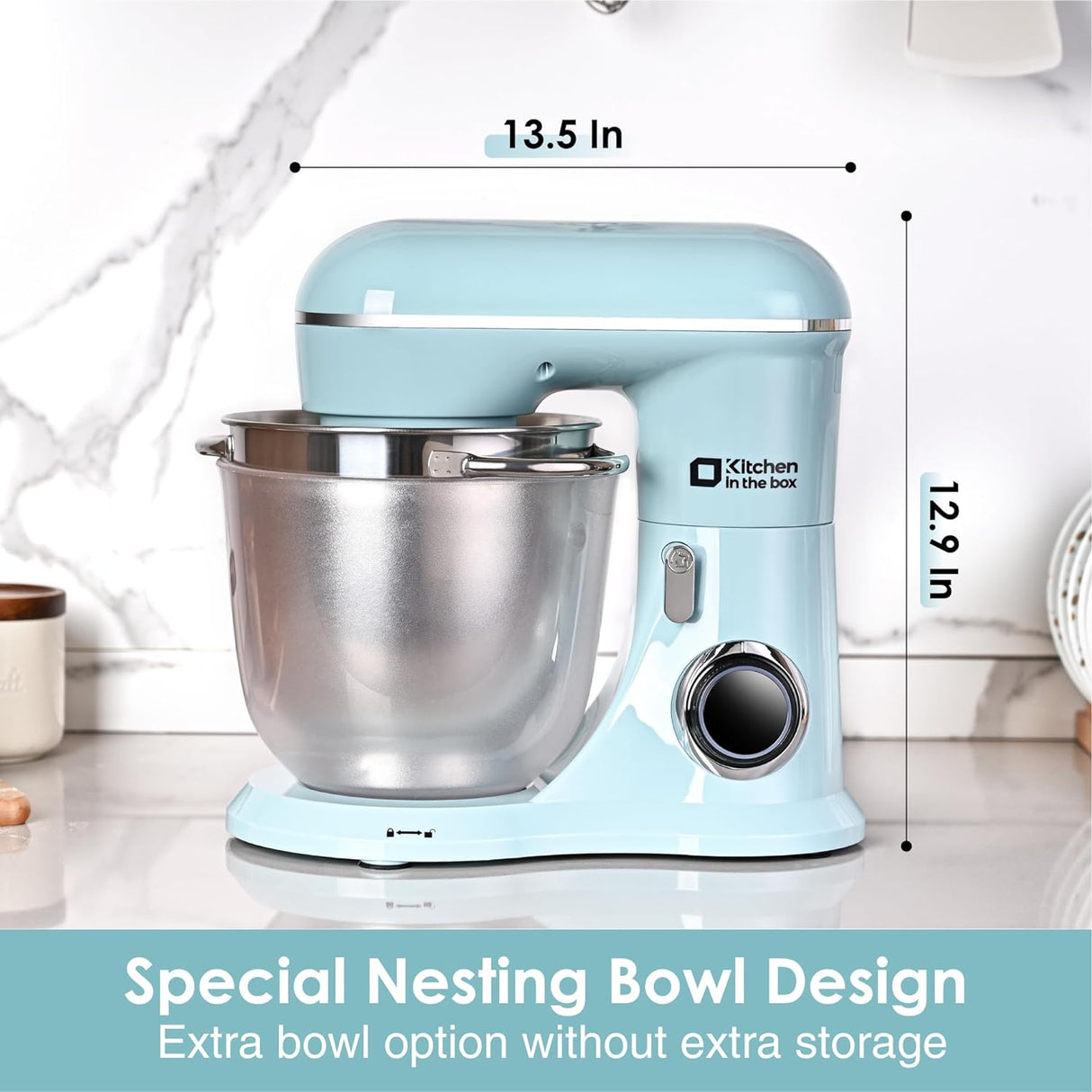 Batidora de pie Kitchen in the box 4.5QT+5QT 10 velocidades