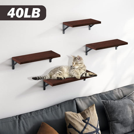Estanterías Flotantes YGEOMER, Madera, Set de 4 Tamaños Variados