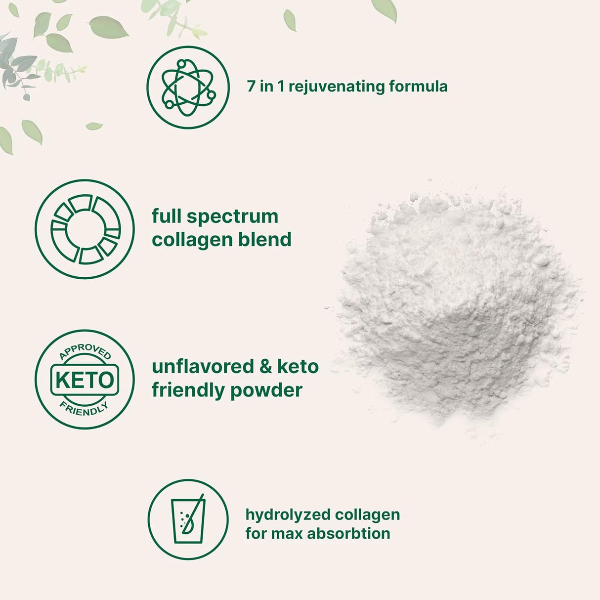 Suplemento Polvo de proteína de colágeno múltiple, 2 libras