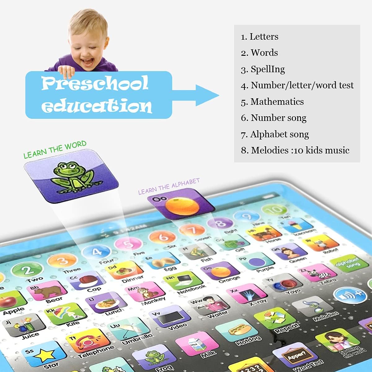 Tableta Educativa para Niños - Interactiva con Música y Números