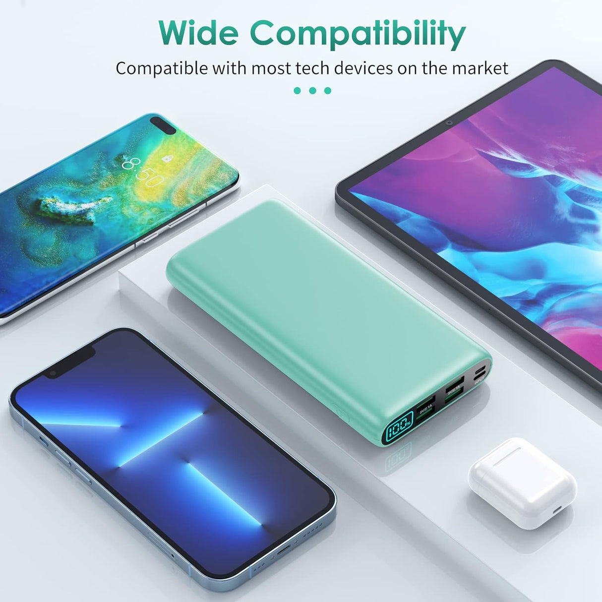 Cargador portátil de 38800 mAh pantalla LCD verde