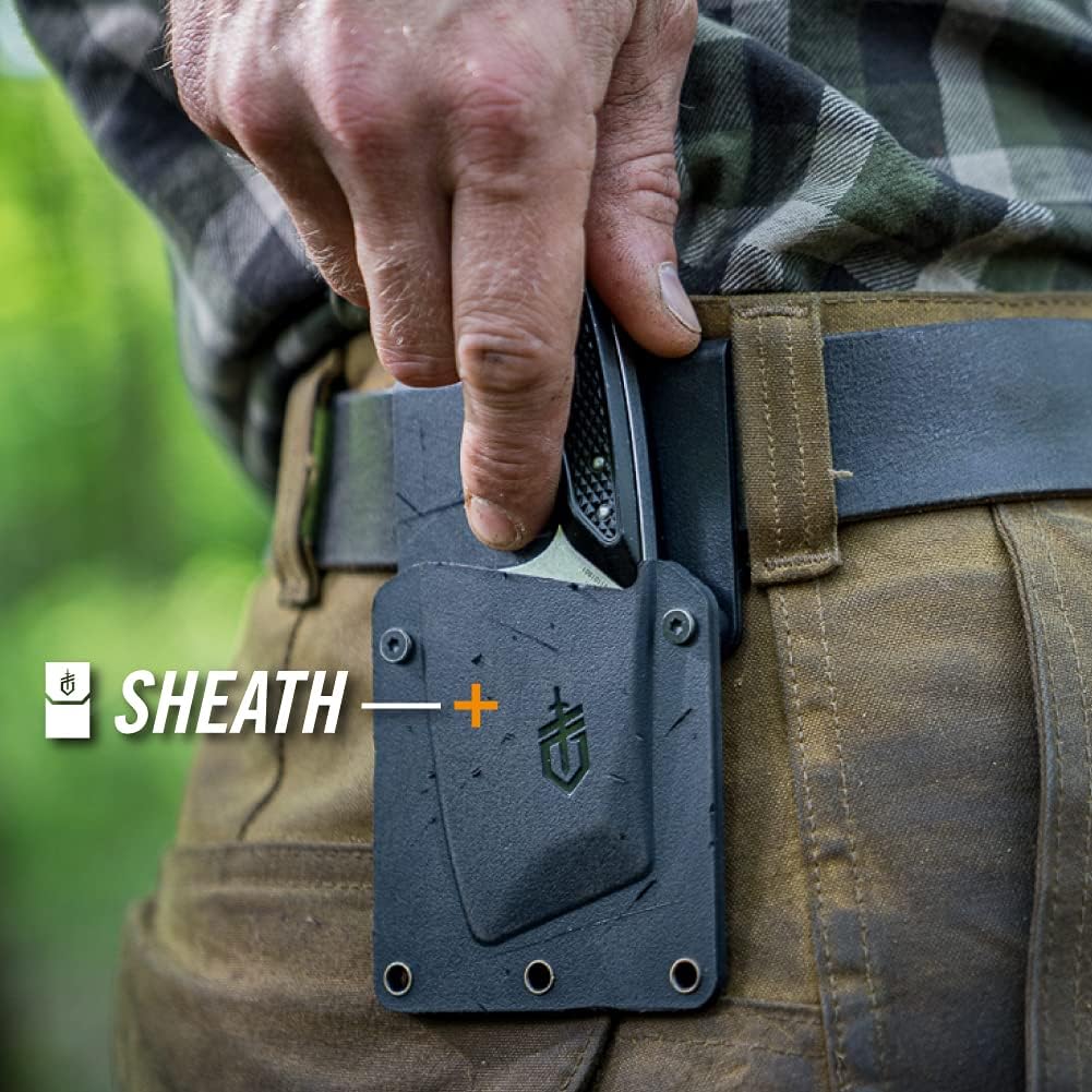 Cuchillo de hoja fija con funda, verde