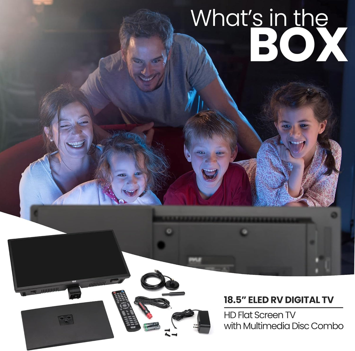 Televisor Pyle LED 24 FHD 1080p, HDMI, adaptador 12/24V