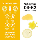 Vitamina D3 1000IU + K2 MK7, NatureWise, Hueso e Inmune, 90 caps