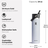 Botella de agua HYDRO FLASK, acero inoxidable, tapa con popote.