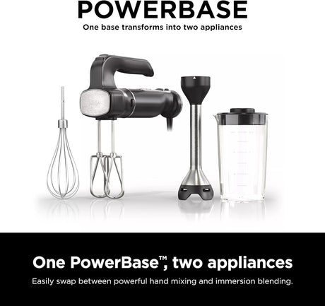 Batidora de Mano Ninja, Licuadora de Inmersión, Sistema de Batidora de Potencia Foodi, 750 Watts, Combo Batidora y Mezcladora con Varillas, Batidores y Vaso de 3 Tazas, 120V, Negro CI101