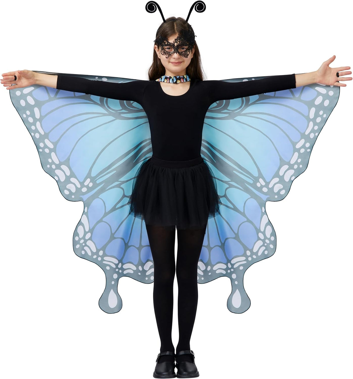 Disfraz Azul de Mariposa para Niñas, Spooktacular Creations, Máscara y Diadema