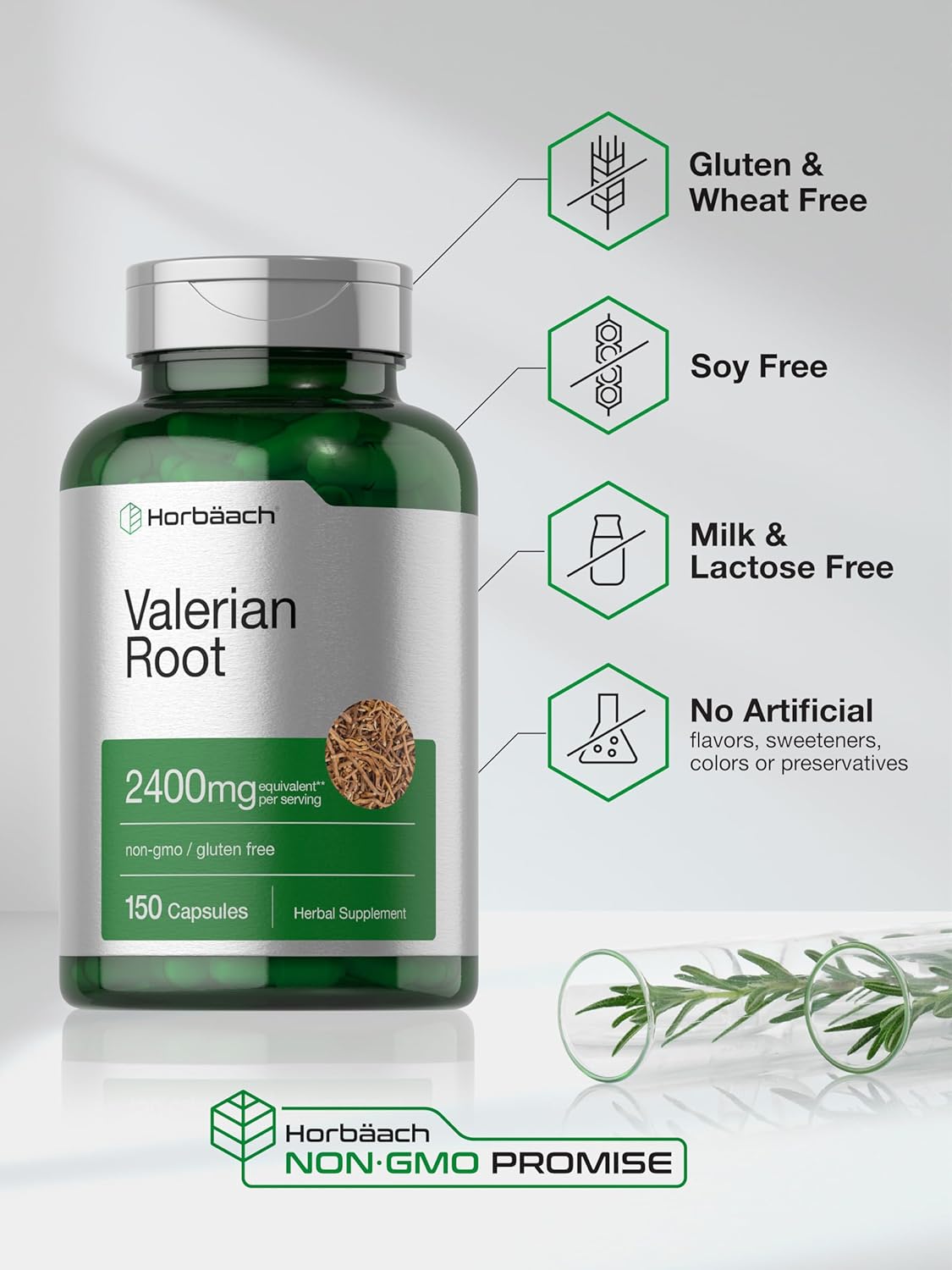 Suplemento Horbaach Cápsulas de raíz de valeriana 2400 mg