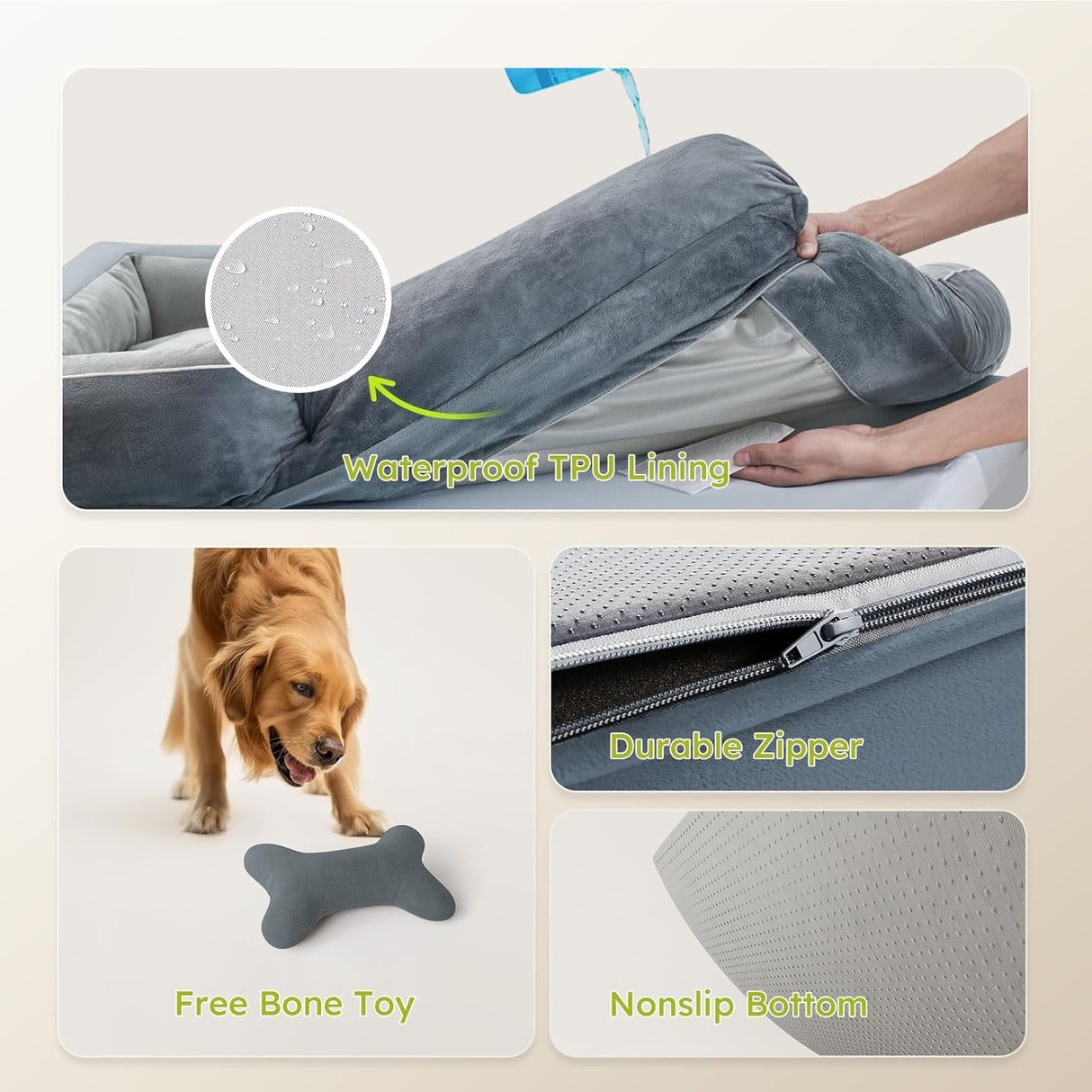 Cama ortopédica para perros grandes, con gel de enfriamiento, 36