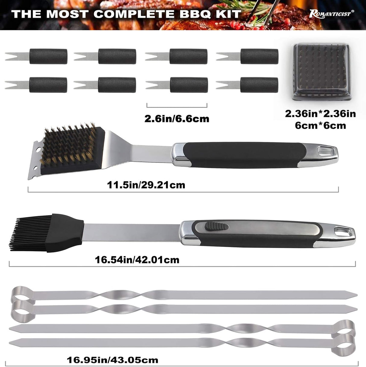 Set de Accesorios para BBQ 21pc ROMANTICIST, Acero Inoxidable