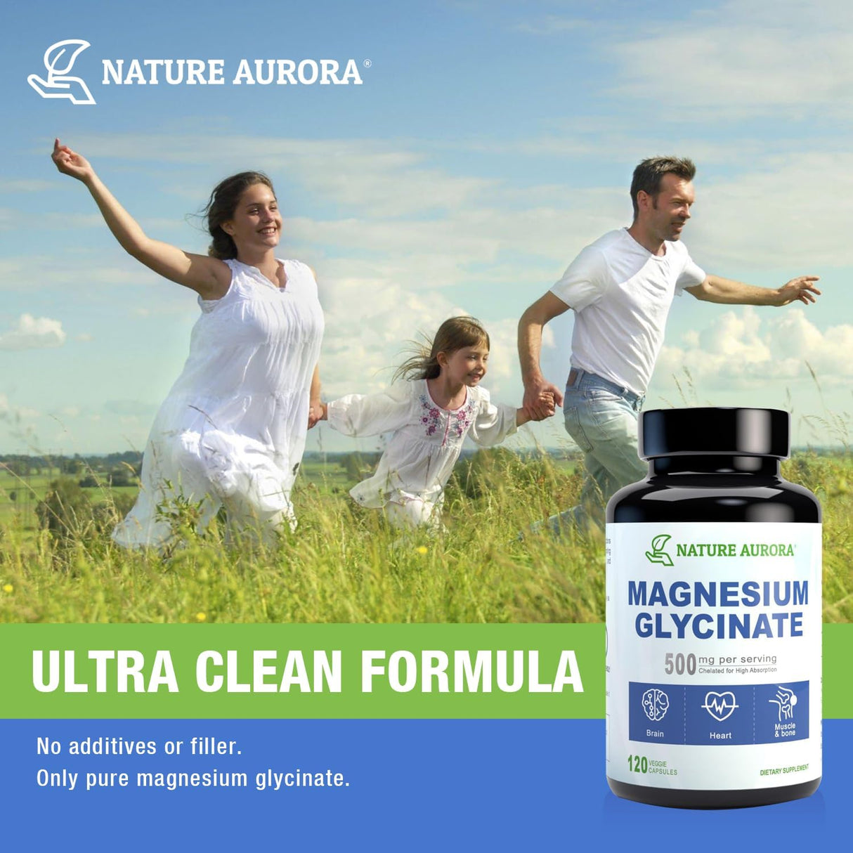Magnesio Glycinato 500mg Cápsulas - Alta Absorción 120ct