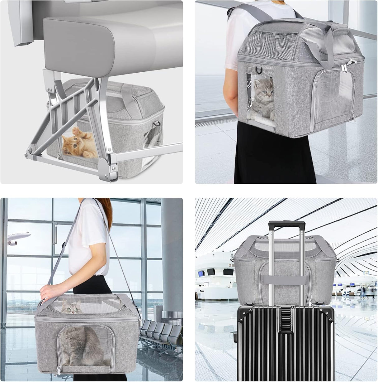 Transportador para Gatos Doble, Oeko-TEX, Aprobado TSA, 20 lbs
