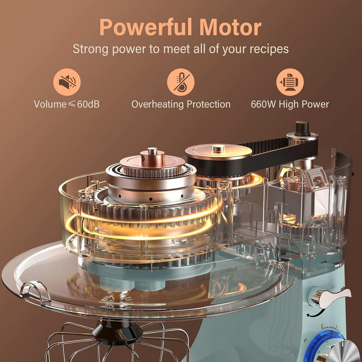Mezclador de pie 3 en 1 10 velocidades 660W 6QT Tilt-Head