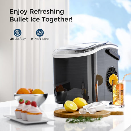 Máquina de Hielo Portátil AGLUCKY, 26.5lbs/24hrs, Autolimpiante