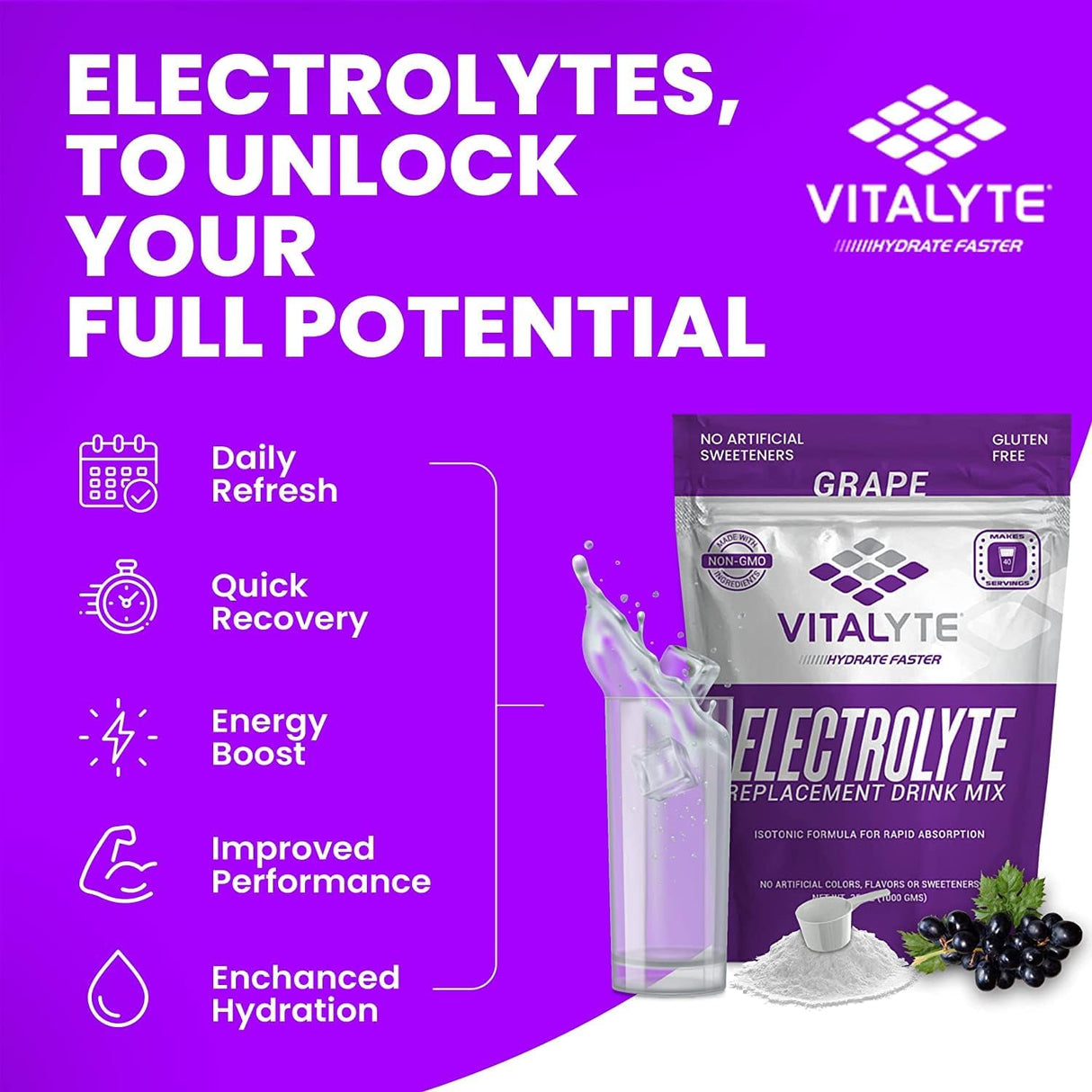 Mezcla Hidratante Vitalyte, Electrolitos Isotónicos, 6 Pack
