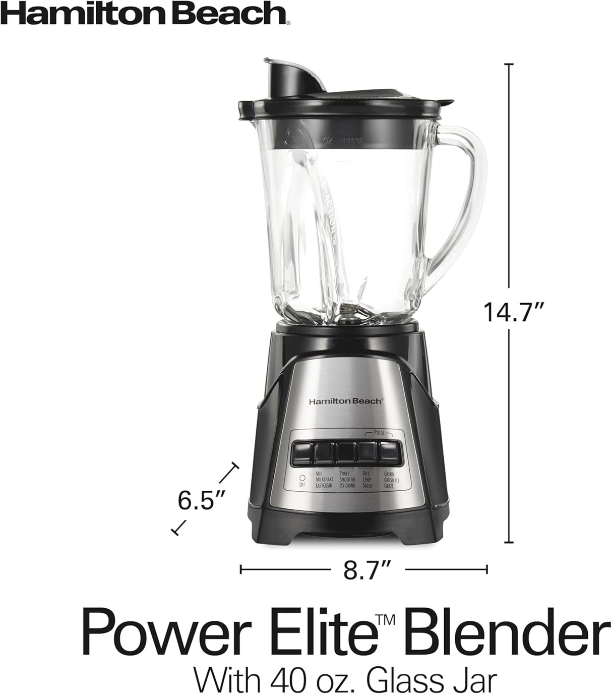 Licuadora Hamilton Beach Power Elite 700W, 12 Funciones, 58148A