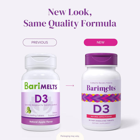 BariMelts Vitamina D3 5000 IU 90 tabletas, sabor manzana