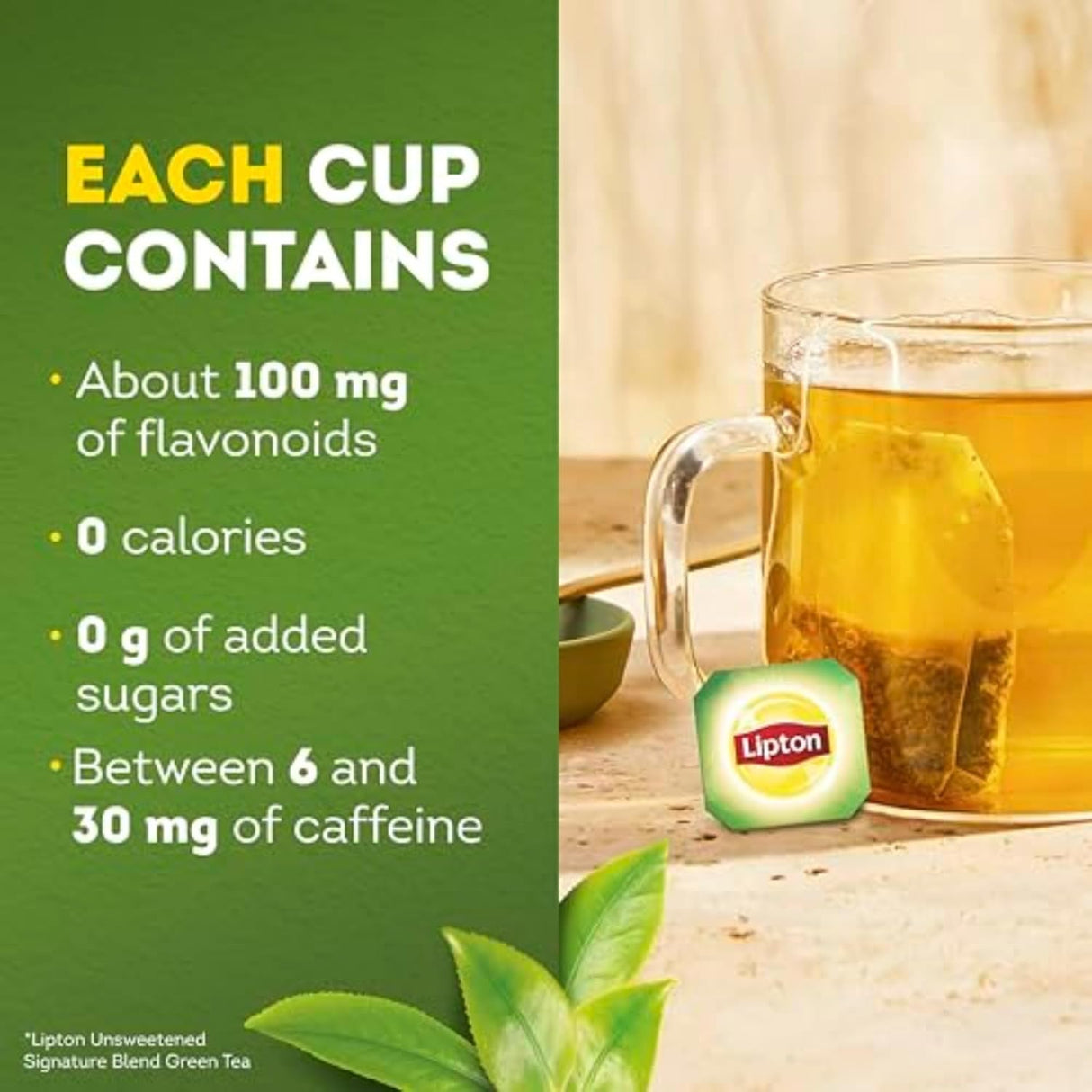 Té Verde Lipton Signature Blend, con cafeína, 40 bolsas