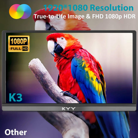 Monitor portátil KYY 15.6 1080P FHD USB-C HDMI HDR IPS