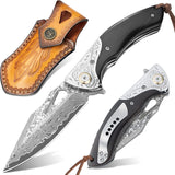 Cuchillo de bolsillo Damasco para hombr hecho a mano
