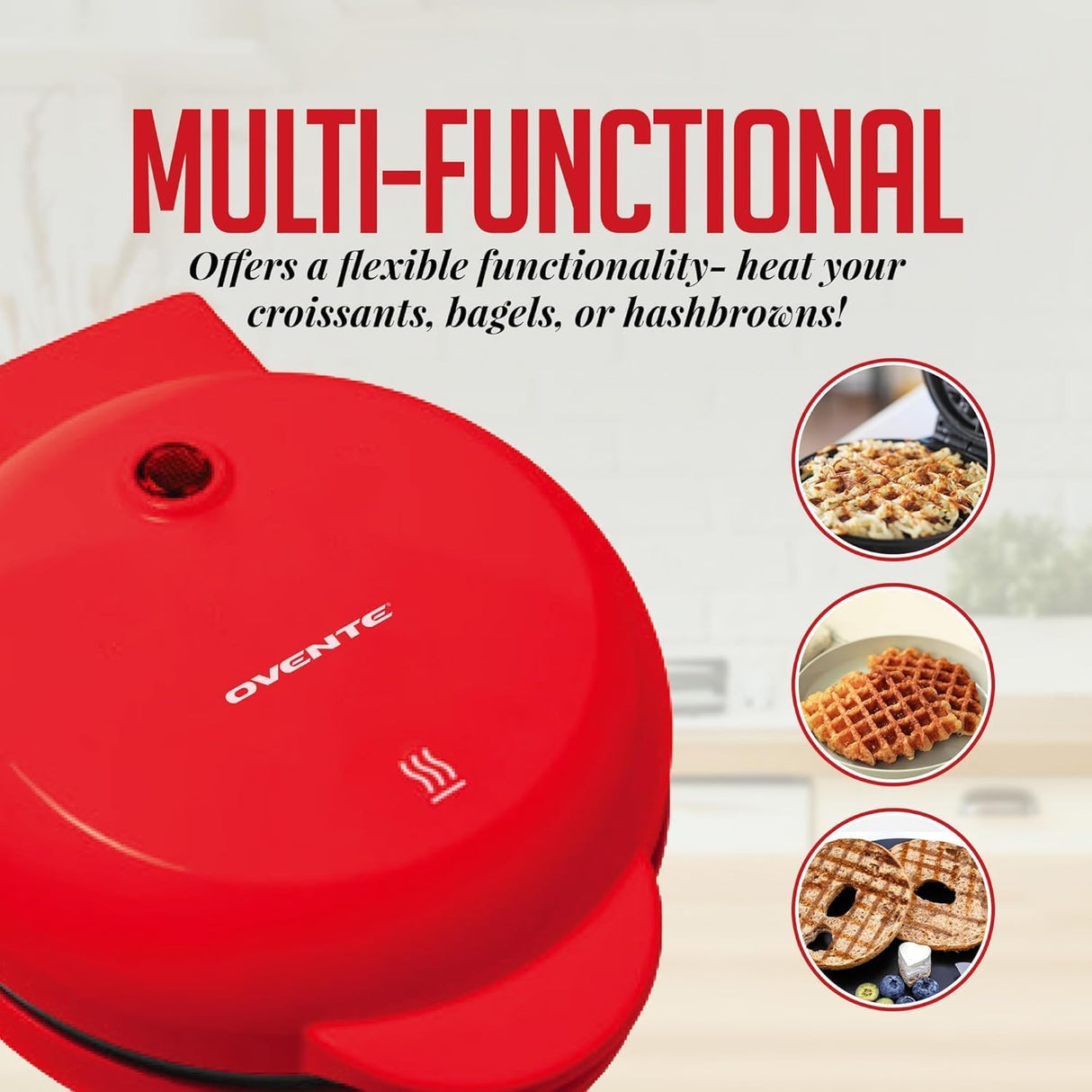 Mini Waffle Maker OVENTE 550W Antiadherente WM215R