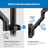 Brazo ergonómico para portátil para montaje en pared o poste