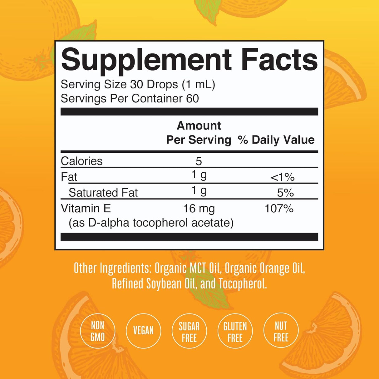 Suplementos Gotas líquidas de vitamina E 2 onzas vegano