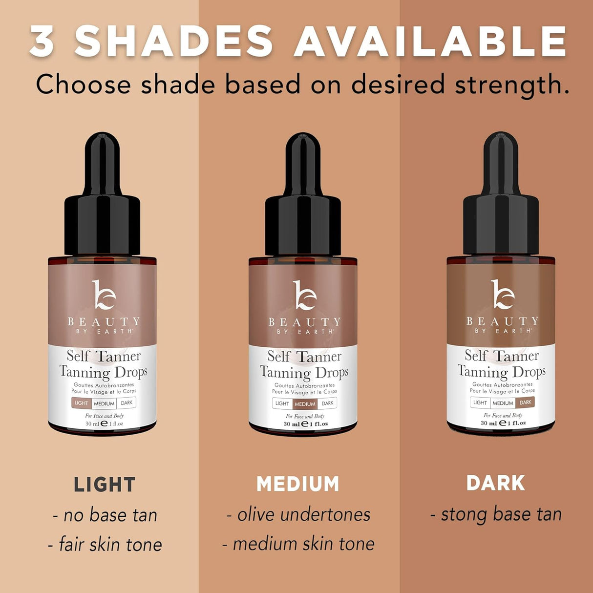 Gotas de bronceado faciales autobronceadoras Beauty by Earth