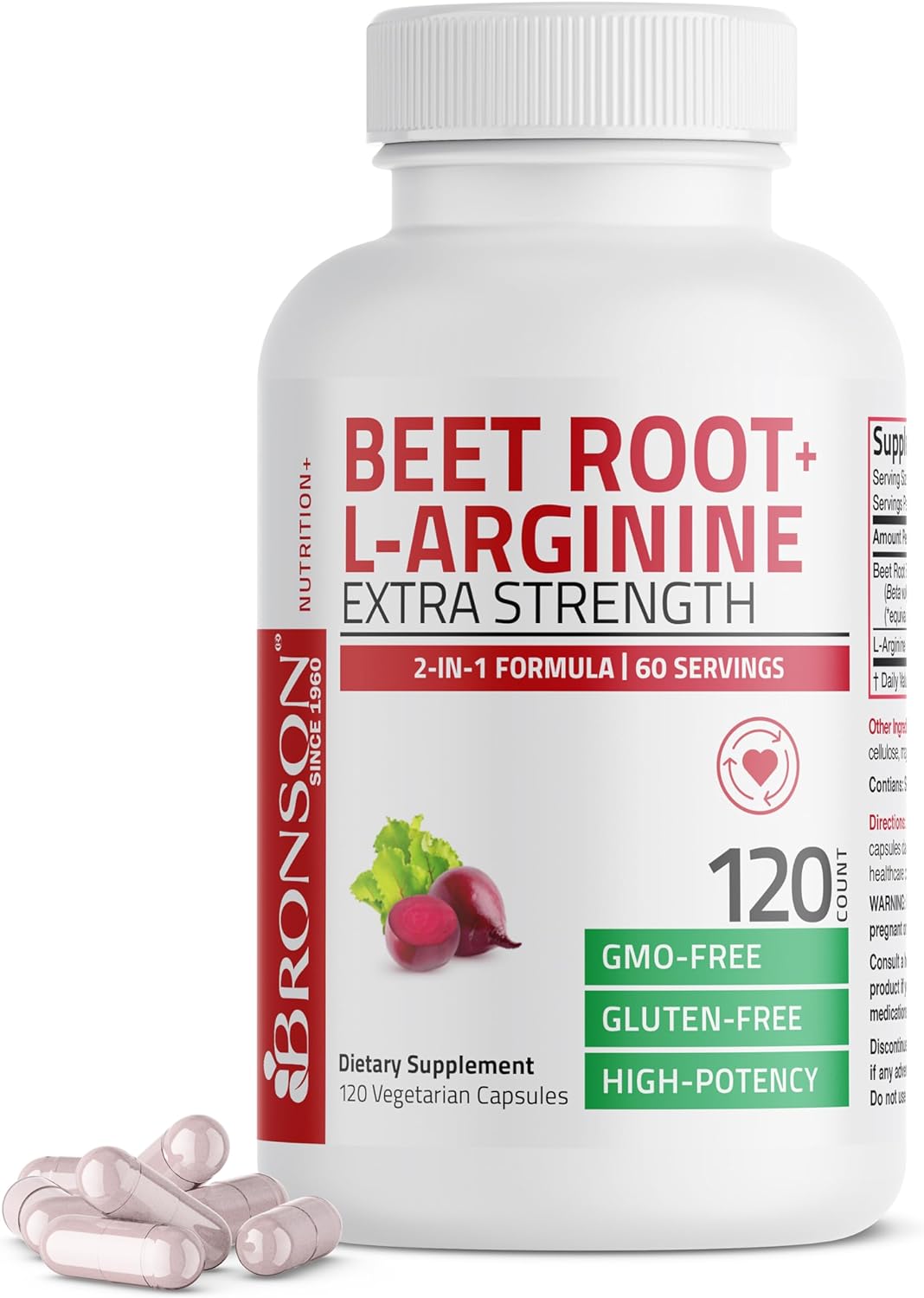 Bronson Raíz de remolacha + L-arginina 2000 mg nítrico 120u