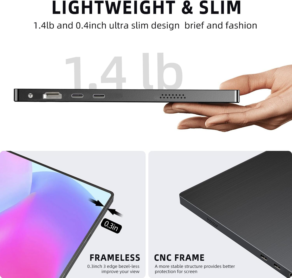 Monitor Portátil UPERFECT 15.6 FHD HDR USB-C HDMI VESA