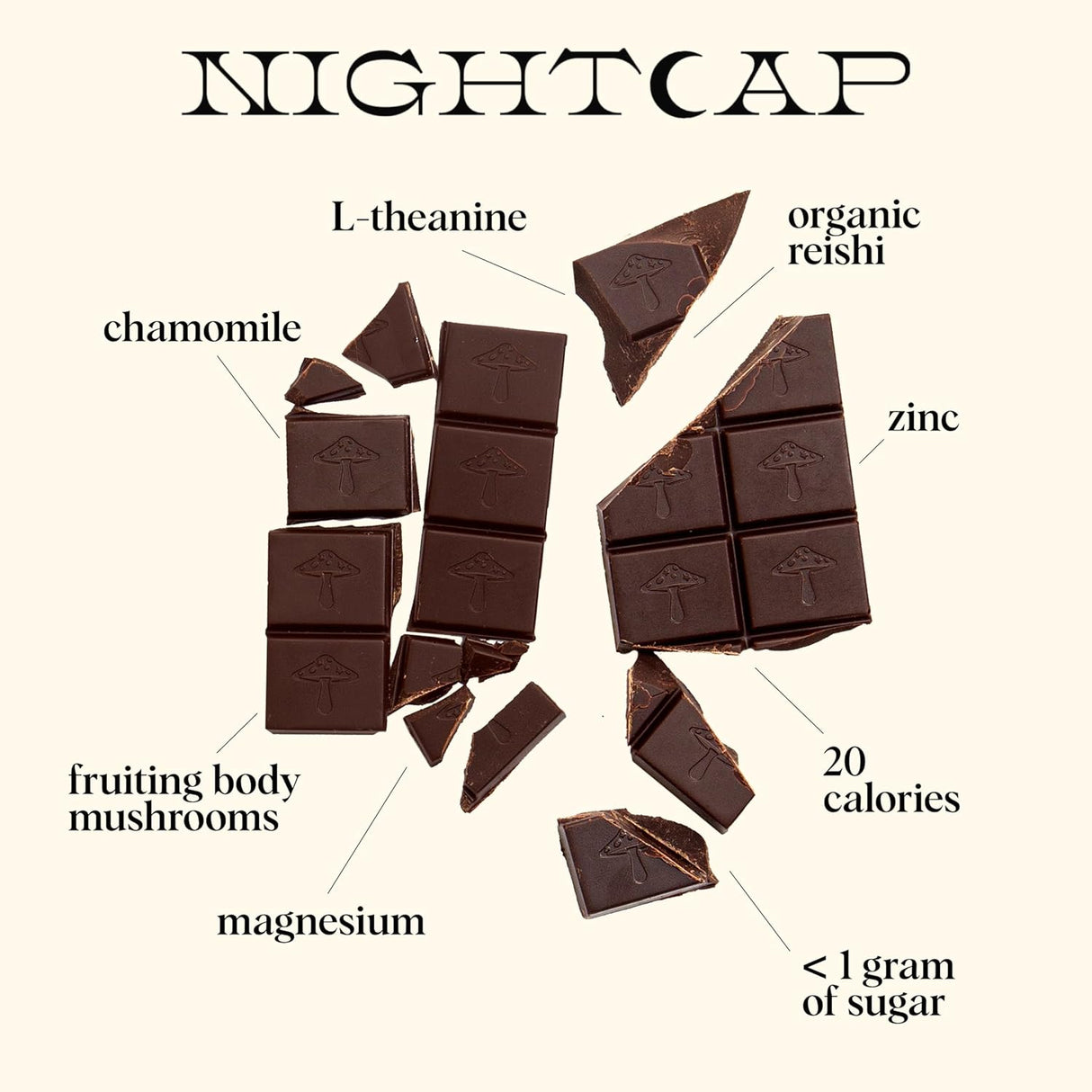 Alice Mushrooms Nightcap Chocolates de hongos |