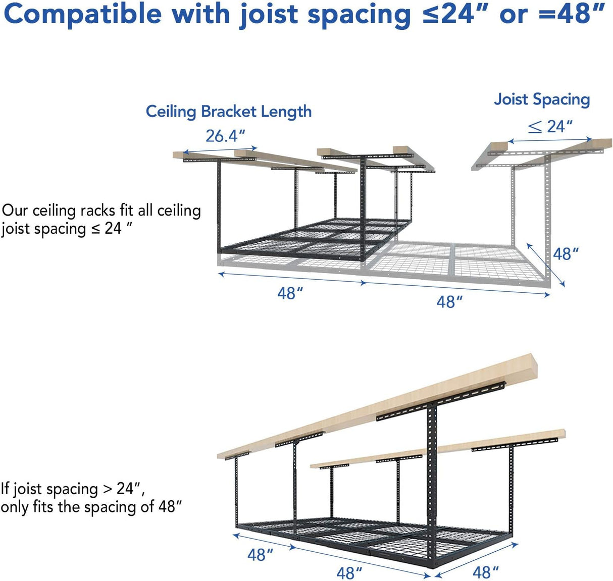 Estante de almacenamiento de garaje ajustable para techo, 4x8