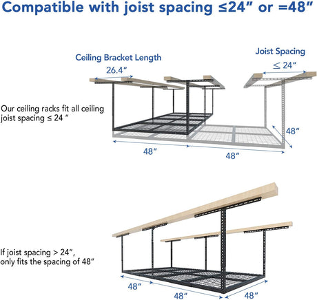 Estante de almacenamiento de garaje ajustable para techo, 4x8