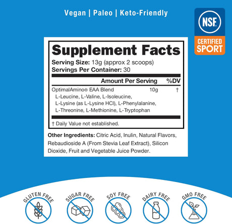 Amino Acid Powder NSF Sport | 99% EAA Supplement Pre/Post Workout