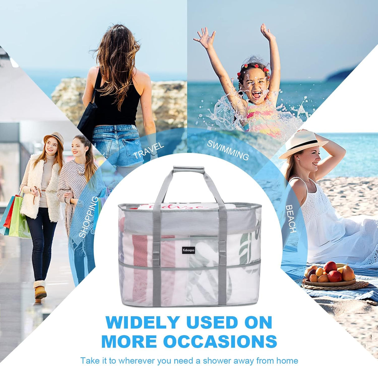 Bolsa de playa de malla, bolsas de playa extra grandes