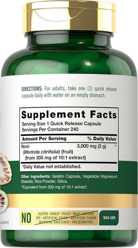 Suplemento Carlyle Cápsulas de frutas Noni de 3000 mg 240 u